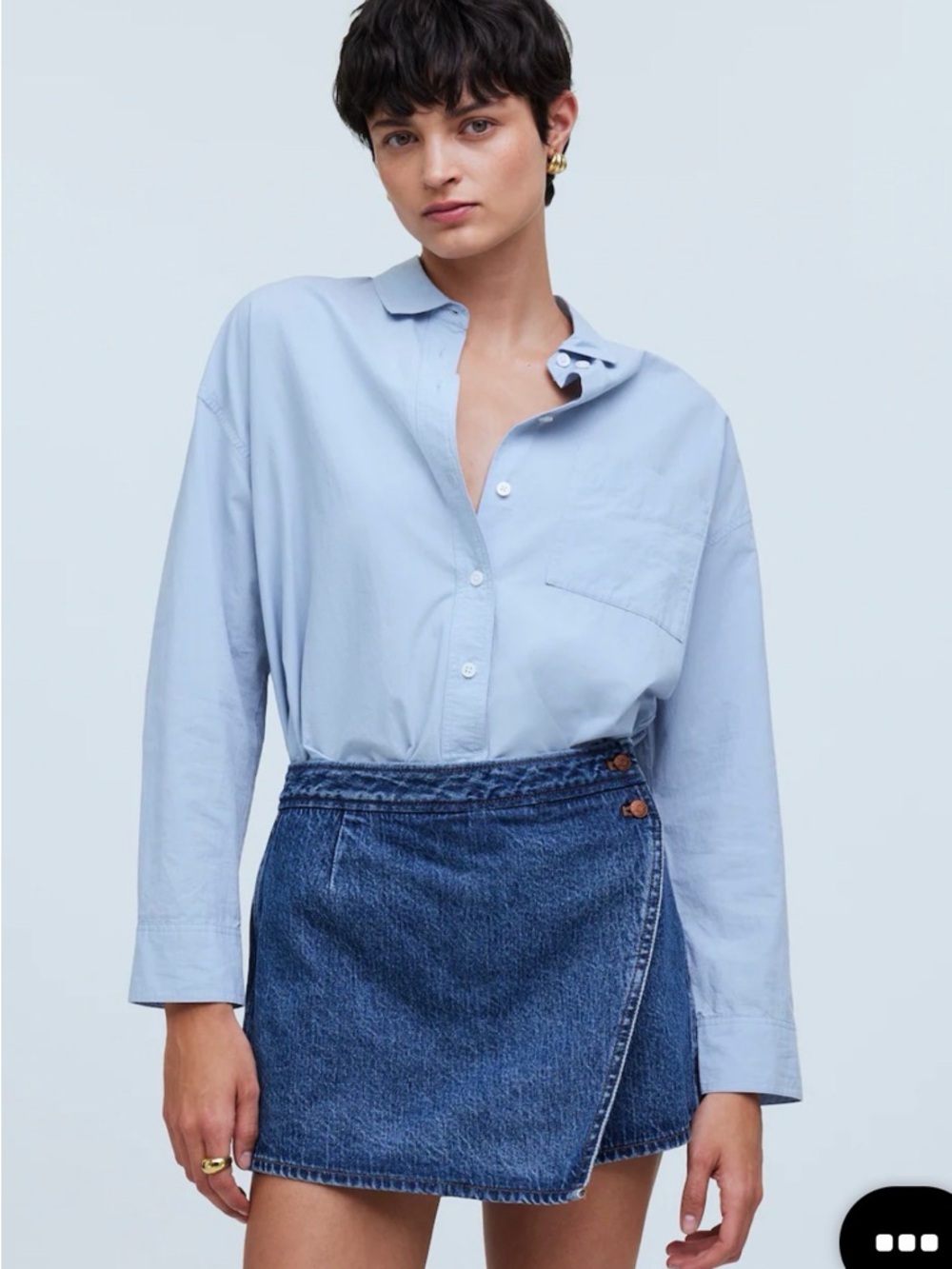 {MADEWELL} denim wrap mini skort Haworth wash 27